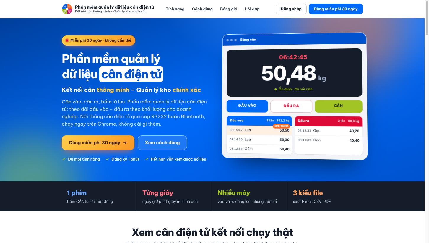 Phần mềm cân điện tử – Kết nối cân RS232, Bluetooth - Cân điện tử Hoàng Gia | Uy tín 10+ năm, Uy Tín, Giá Tốt Phần mềm quản lý dữ liệu cân điện tử của Cân Điện Tử Hoàng Gia