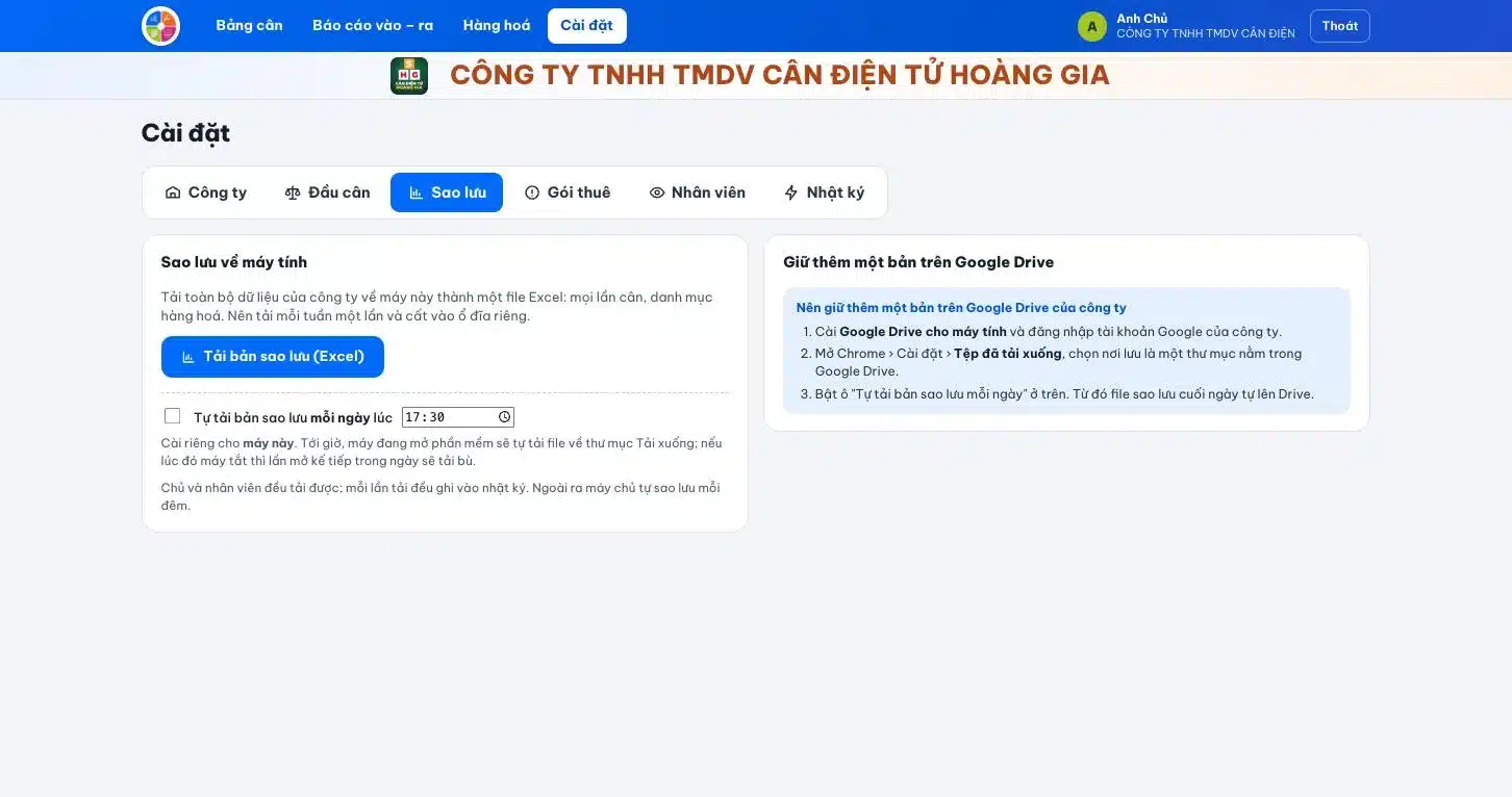 Phần Mềm Cân Điện Tử Kết Nối Máy Tính: 6 Bước Dễ Dàng - Cân điện tử Hoàng Gia | Uy tín 10+ năm, Uy Tín, Giá Tốt Sao lưu dữ liệu cân khi dùng phần mềm cân điện tử kết nối máy tính